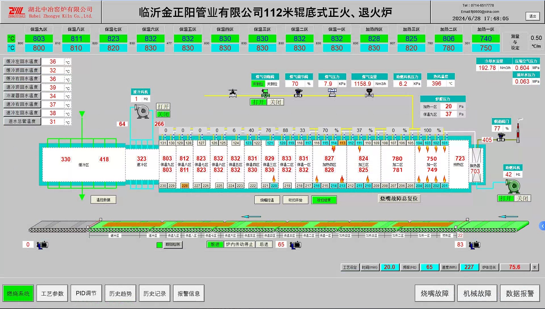 金正陽(yáng)112m輥底式正火、退火爐控制系統(tǒng)